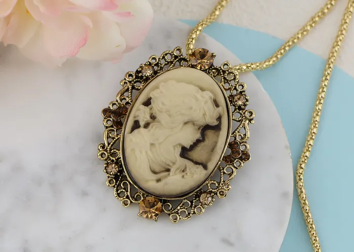 Gun Cameo Lady Victorian Pendant Necklace Alilang Necklaces Gun Cameo Lady Victorian Pendant Necklace Alilang Necklaces