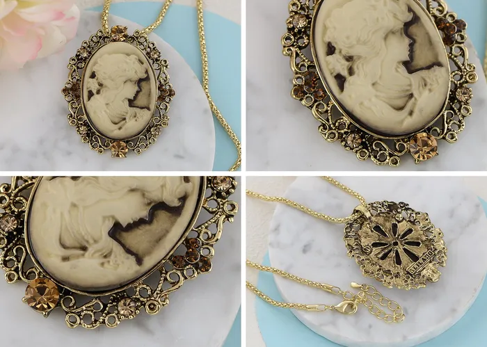 Gun Cameo Lady Victorian Pendant Necklace Alilang Necklaces Gun Cameo Lady Victorian Pendant Necklace Alilang Necklaces