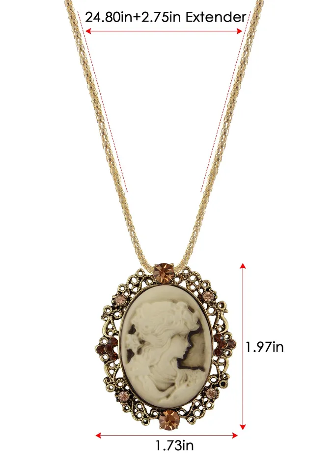 Gun Cameo Lady Victorian Pendant Necklace Alilang Necklaces Gun Cameo Lady Victorian Pendant Necklace Alilang Necklaces