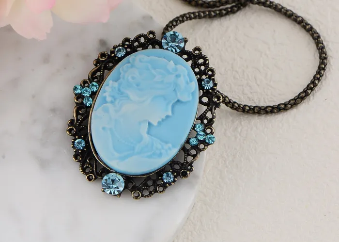 Gun Cameo Lady Victorian Pendant Necklace Alilang Necklaces Gun Cameo Lady Victorian Pendant Necklace Alilang Necklaces