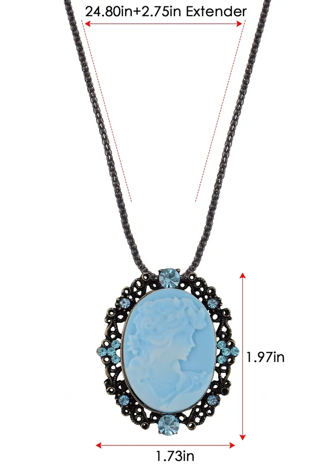 Gun Cameo Lady Victorian Pendant Necklace Alilang Necklaces Gun Cameo Lady Victorian Pendant Necklace Alilang Necklaces