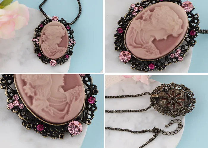 Gun Cameo Lady Victorian Pendant Necklace Alilang Necklaces Gun Cameo Lady Victorian Pendant Necklace Alilang Necklaces