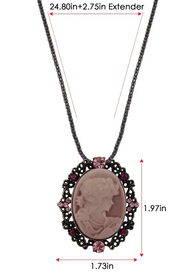Gun Cameo Lady Victorian Pendant Necklace Alilang Necklaces Gun Cameo Lady Victorian Pendant Necklace Alilang Necklaces
