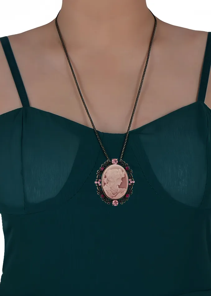 Gun Cameo Lady Victorian Pendant Necklace Alilang Necklaces Gun Cameo Lady Victorian Pendant Necklace Alilang Necklaces