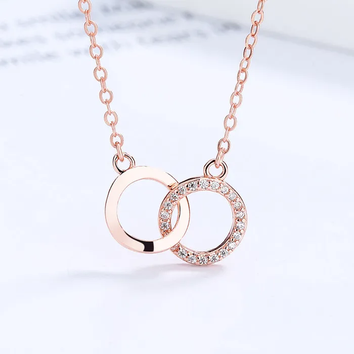 Interlocked Circles 925 Sterling Silver Necklace Refined by AnnaKaci Necklaces