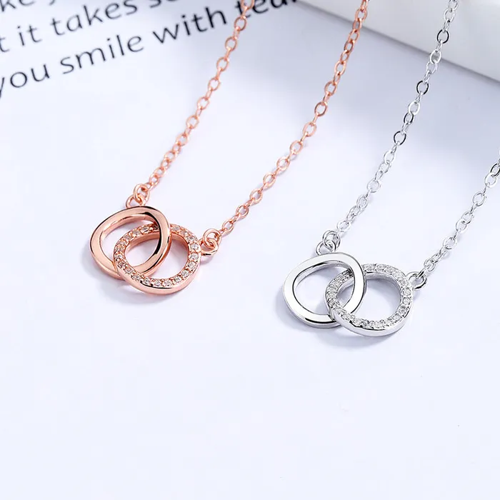 Interlocked Circles 925 Sterling Silver Necklace Refined by AnnaKaci Necklaces Interlocked Circles 925 Sterling Silver Necklace Refined by AnnaKaci Necklaces
