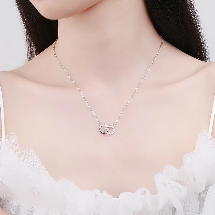 Interlocked Circles 925 Sterling Silver Necklace Refined by AnnaKaci Necklaces Interlocked Circles 925 Sterling Silver Necklace Refined by AnnaKaci Necklaces