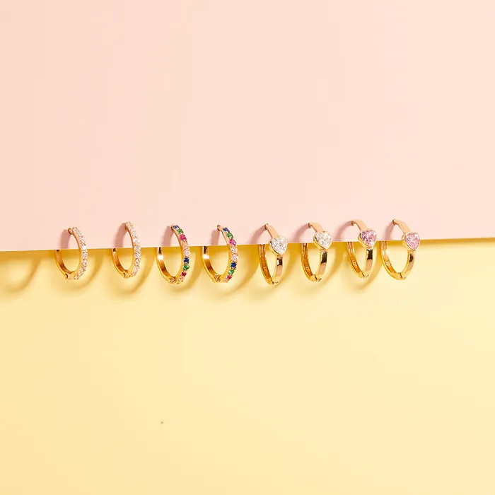Kids Hoop Earrings Earrings 14k Gold Sparkling Heart Kids Childrens Girls Earrings Hoop