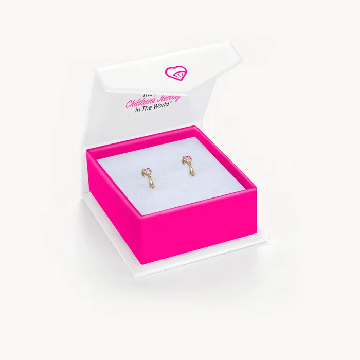 Kids Hoop Earrings Earrings 14k Gold Sparkling Heart Kids Childrens Girls Earrings Hoop