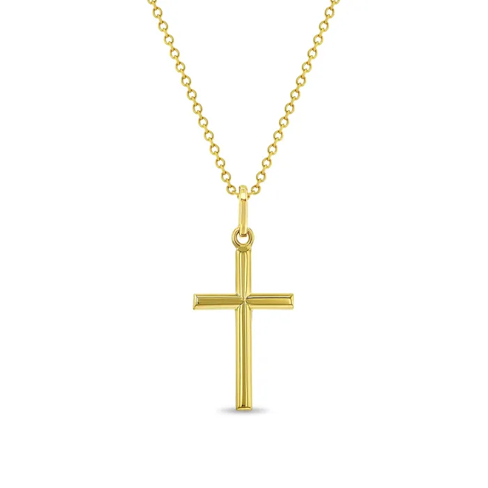 Kids Necklaces Pendants Necklaces 18k Gold Classic Stick Cross Baby Kids Teen PendantNecklace