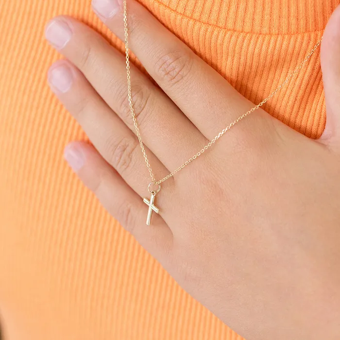 Kids Necklaces Pendants Necklaces 18k Gold Classic Stick Cross Baby Kids Teen PendantNecklace