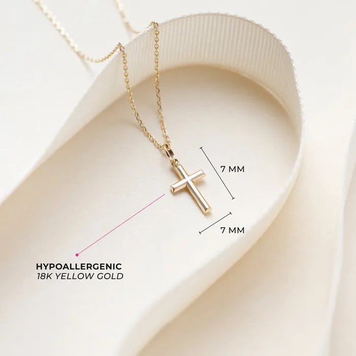 Kids Necklaces Pendants Necklaces 18k Gold Classic Stick Cross Baby Kids Teen PendantNecklace