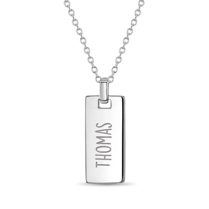 Kids Necklaces Pendants Necklaces Square Tag Kids Childrens Boys PendantNecklace Engravable Sterling Silver