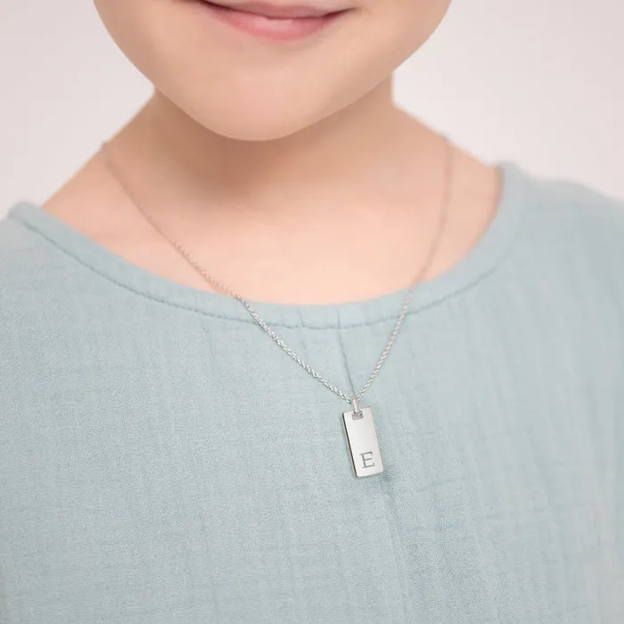 Kids Necklaces Pendants Necklaces Square Tag Kids Childrens Boys PendantNecklace Engravable Sterling Silver