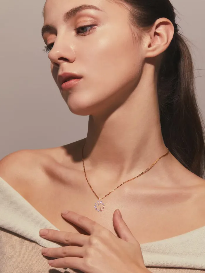 Necklaces Alilang Alilang Wreath Pendant Necklace S925 Sterling Silver Necklace Glitzy Rhinestone Zircon Leaf Necklace Valentines Day Anniversary Jewelry Gift for Women Mother Wife
