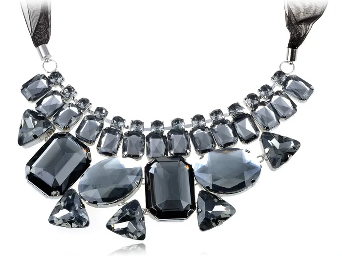 Necklaces Alilang Geometric Clustered Faceted Gem Able Glammed Bib Necklace
