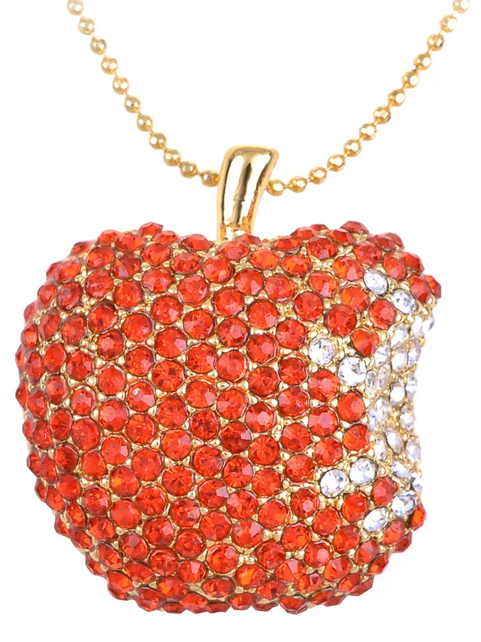 Necklaces Alilang Red Bitten Apple Fruit Pendant Chain Necklace