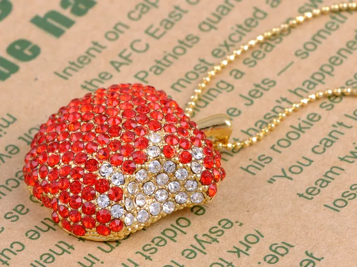 Necklaces Alilang Red Bitten Apple Fruit Pendant Chain Necklace Necklaces Alilang Red Bitten Apple Fruit Pendant Chain Necklace