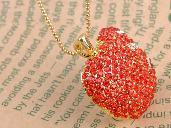 Necklaces Alilang Red Bitten Apple Fruit Pendant Chain Necklace Necklaces Alilang Red Bitten Apple Fruit Pendant Chain Necklace