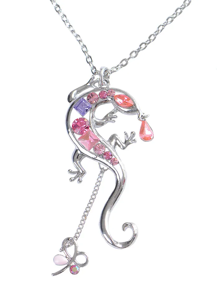 Necklaces Alilang Rose Elements Lizard Necklace Pendant