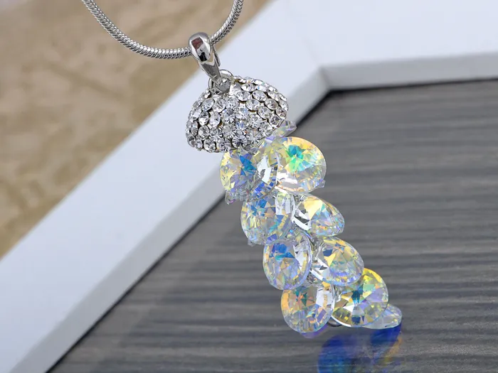 Necklaces Alilang Swarovski Crystal Iridescent Gemss Dangle Pendant Necklace Necklaces Alilang Swarovski Crystal Iridescent Gemss Dangle Pendant Necklace