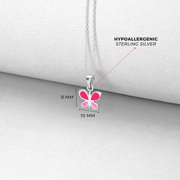 Necklaces Kids Necklaces Pendants The Perfect Butterfly Kids Childrens Girls PendantNecklace Enamel Sterling Silver