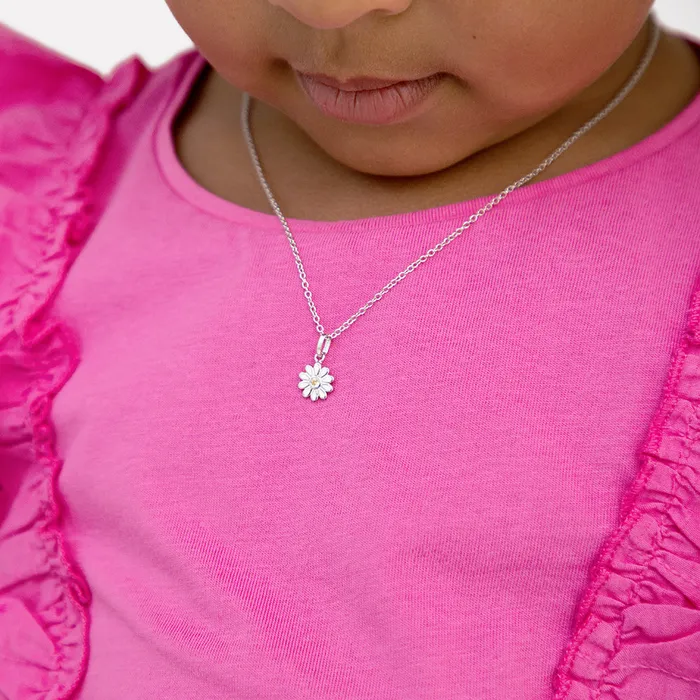 Necklaces Kids Necklaces Pendants The Perfect Daisy ToddlerKidsGirls Necklace Enamel Sterling Silver