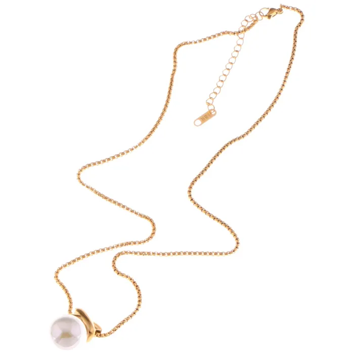 Necklaces Refined by AnnaKaci Gold Tone Pendant Necklace with Faux Pearl Drop and X Charm Necklaces Refined by AnnaKaci Gold Tone Pendant Necklace with Faux Pearl Drop and X Charm