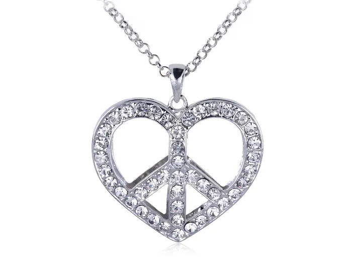 Retro Heart Love Peace Symbol Pendant Necklace Alilang Necklaces