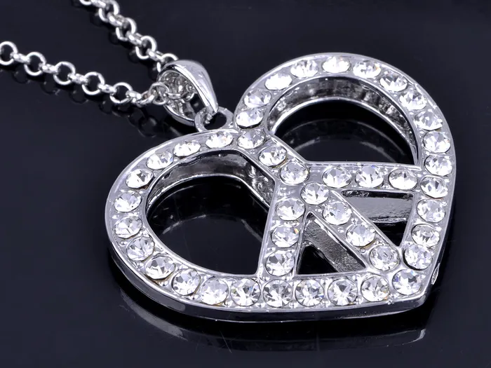 Retro Heart Love Peace Symbol Pendant Necklace Alilang Necklaces Retro Heart Love Peace Symbol Pendant Necklace Alilang Necklaces