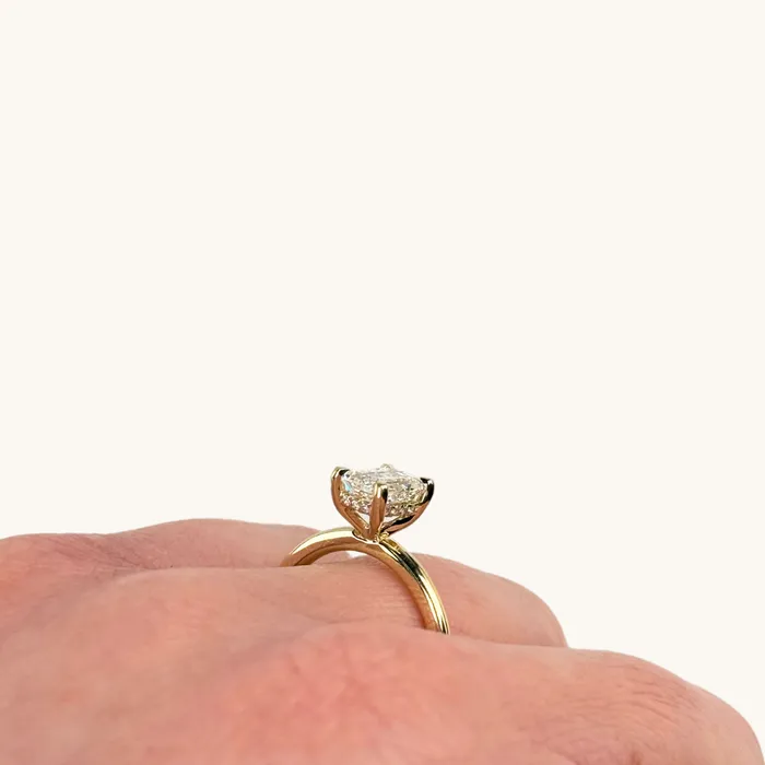 Rings Happy Jewelers 108 Emerald Lab Diamond Engagement Ring with Hidden Halo
