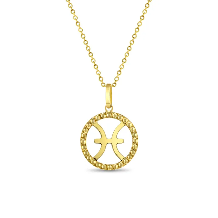 Split Necklaces 14k Gold Zodiac Coin Pisces Kids Childrens Girls PendantNecklace