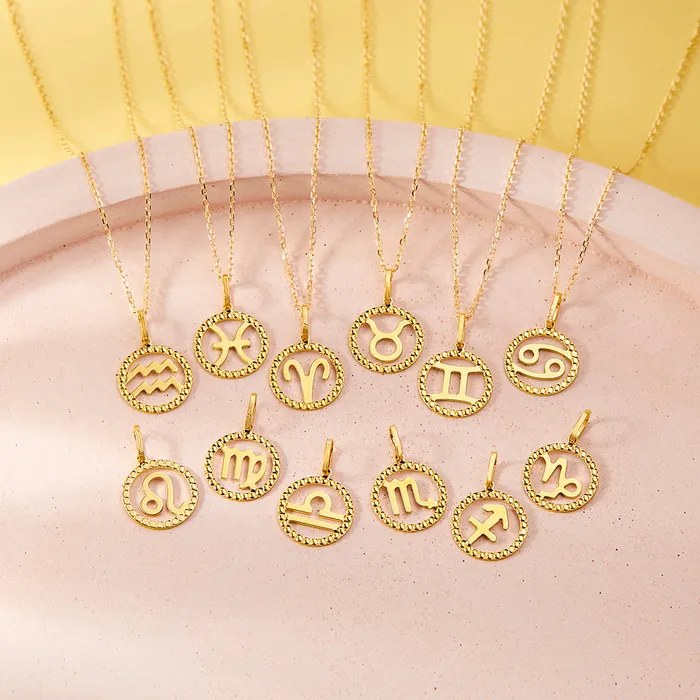 Split Necklaces 14k Gold Zodiac Coin Pisces Kids Childrens Girls PendantNecklace