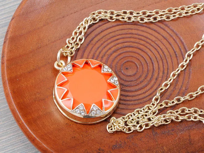 Yellow Orange Pendant Accented Necklace Alilang Necklaces Yellow Orange Pendant Accented Necklace Alilang Necklaces