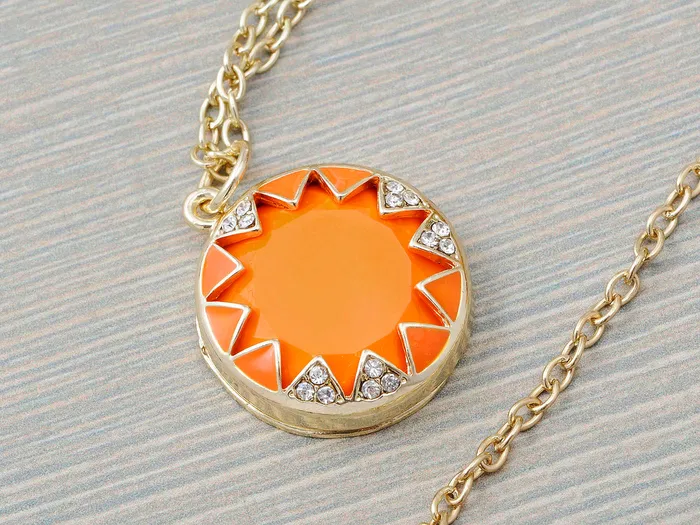 Yellow Orange Pendant Accented Necklace Alilang Necklaces Yellow Orange Pendant Accented Necklace Alilang Necklaces